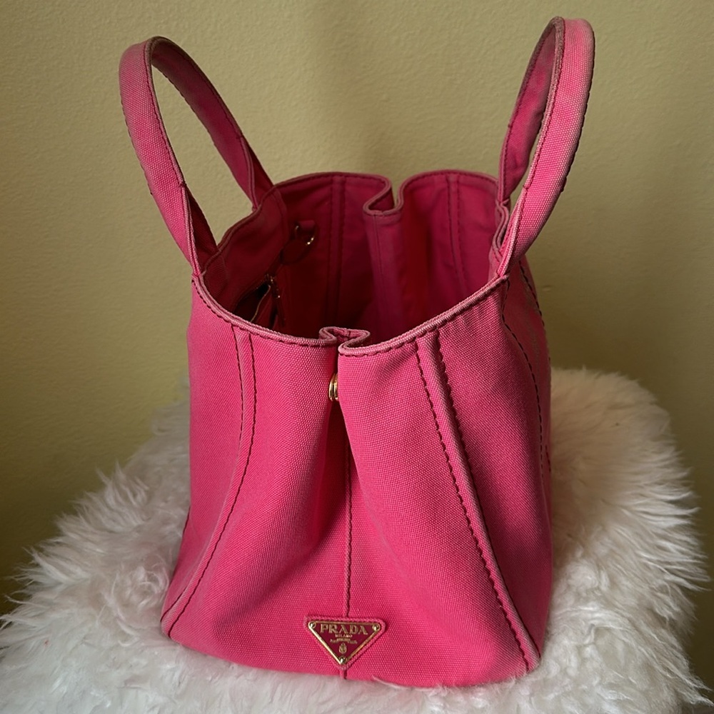 💯Authentic Prada Canapa Tote Pink  Bag🍀 - Picture 13 of 17